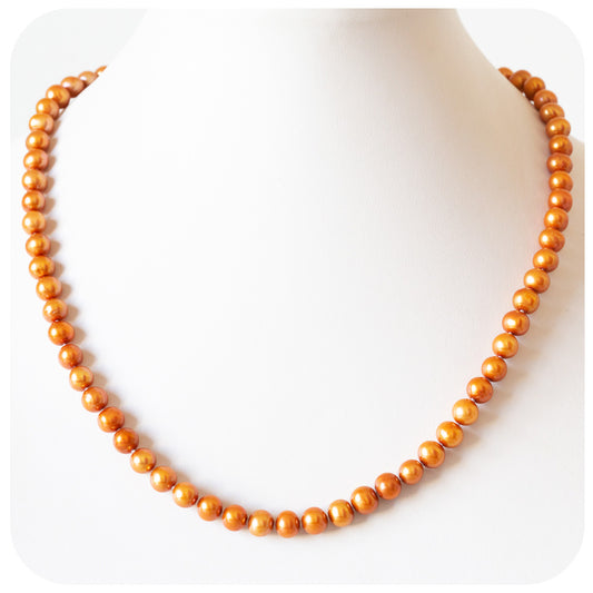 Luscious Golden Orange Fresh Water Pearl Necklace