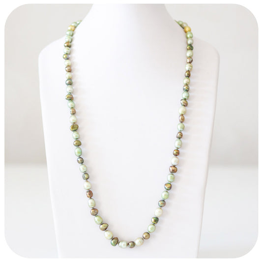 Green and Gold Fresh Water Pearl Necklace - 75cm