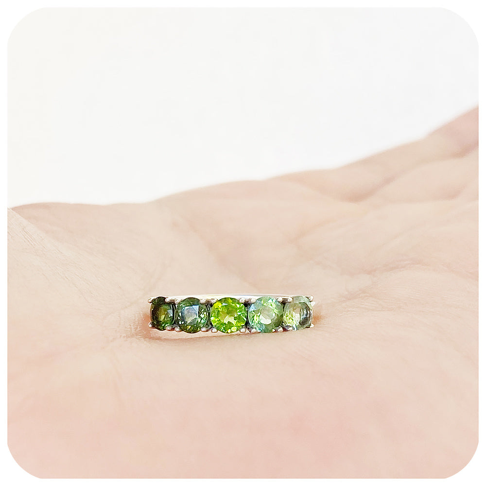 Annie, a Green Tourmaline Ombré Style Ring