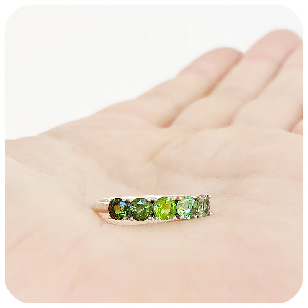 green tourmaline half eternity ring - Victoria's Jewellery