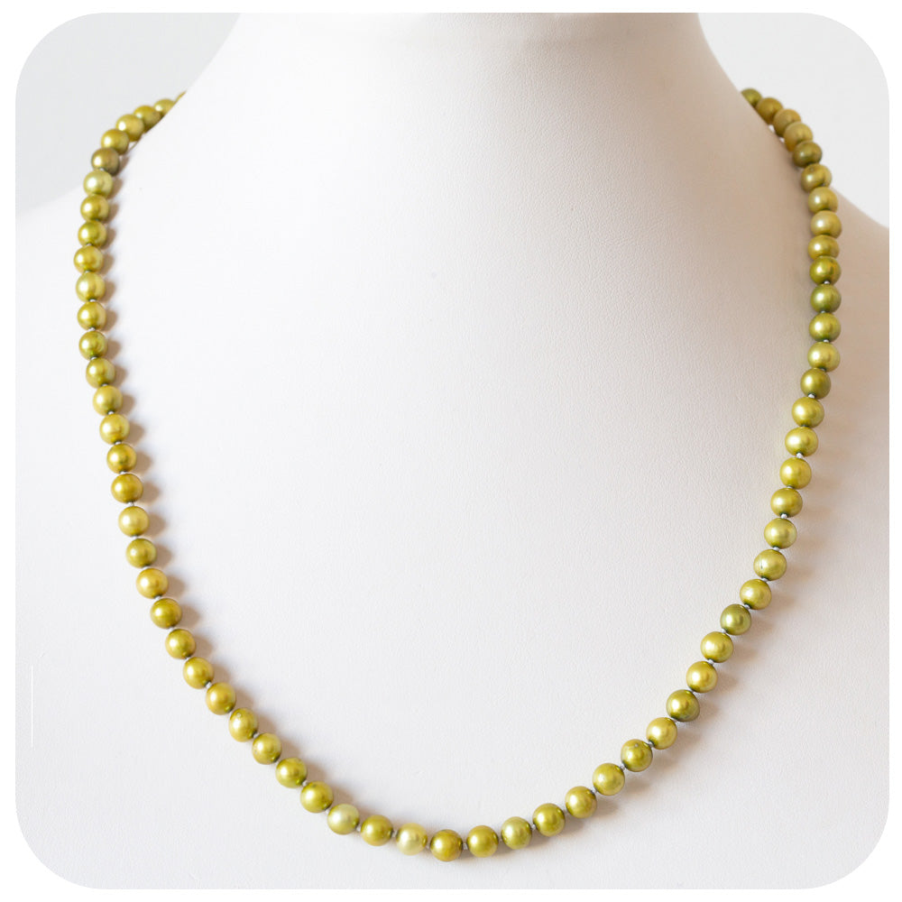 Olive Green Fresh Water Pearl Necklace