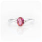Oval cut Pink Tourmaline and Moissanite Trilogy Engagement Wedding Ring - Victoria's Jewellery