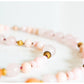 The Pink Opal, Rose Quartz and Orange Calcite Necklace with Gold Details