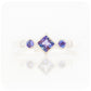 princess cut tanzanite and moissanite half eternity ring with mill grain detail - Victoria's Jewellery