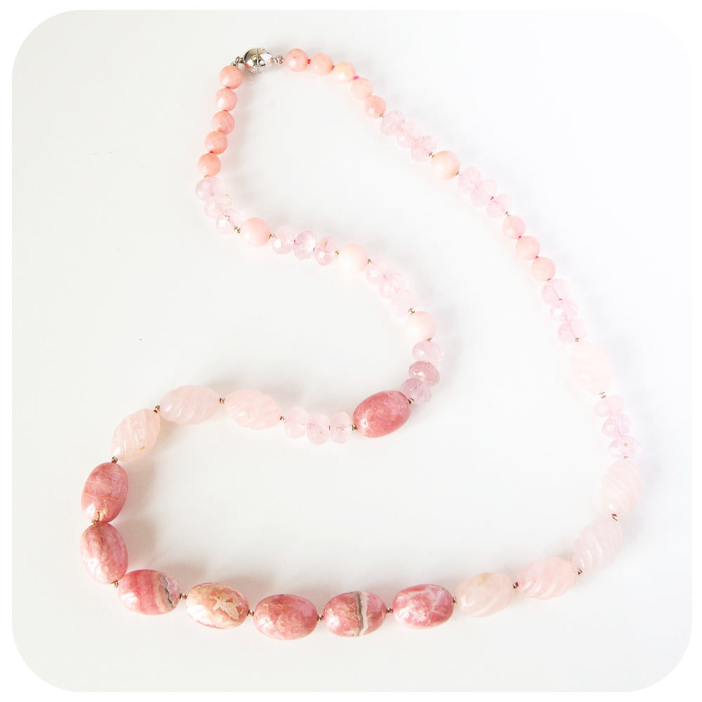The Pink, Rhodochrosite, Pink Opal and Rose Quartz Necklace