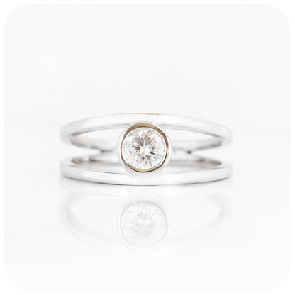 Brilliant cut Moissanite Split Band Wedding Engagement Ring - Victoria's Jewellery