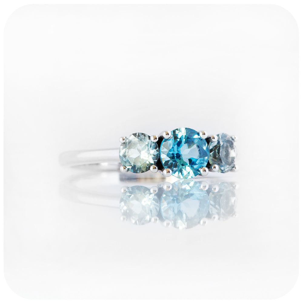The Swiss and Sky Blue Topaz Trilogy Ring