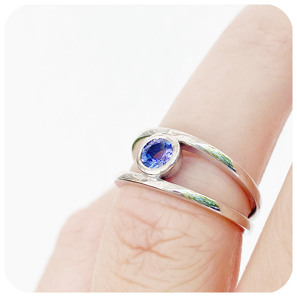 Round cut Tanzanite Split Band Anniversary or Engagement Ring - Victoria's Jewellery