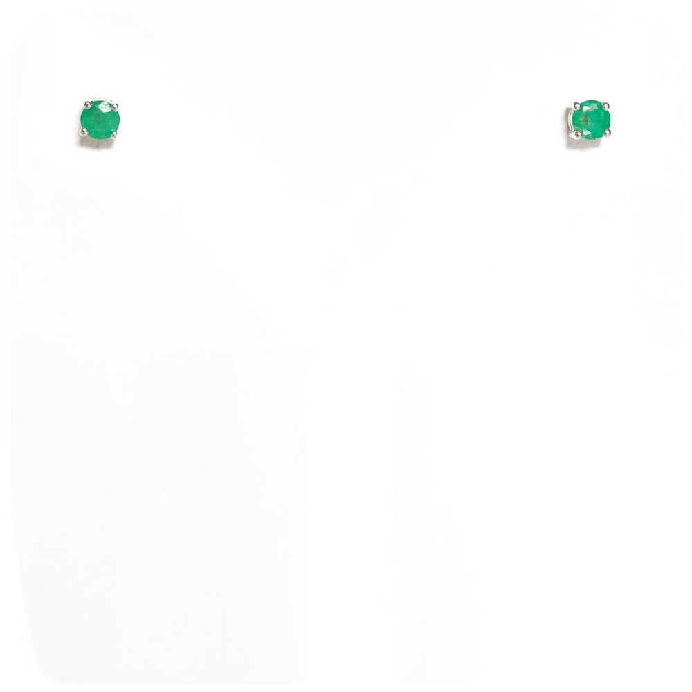 Round cut Emerald Stud Earrings