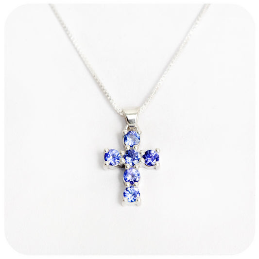 Tanzanite Cross Necklace - Small