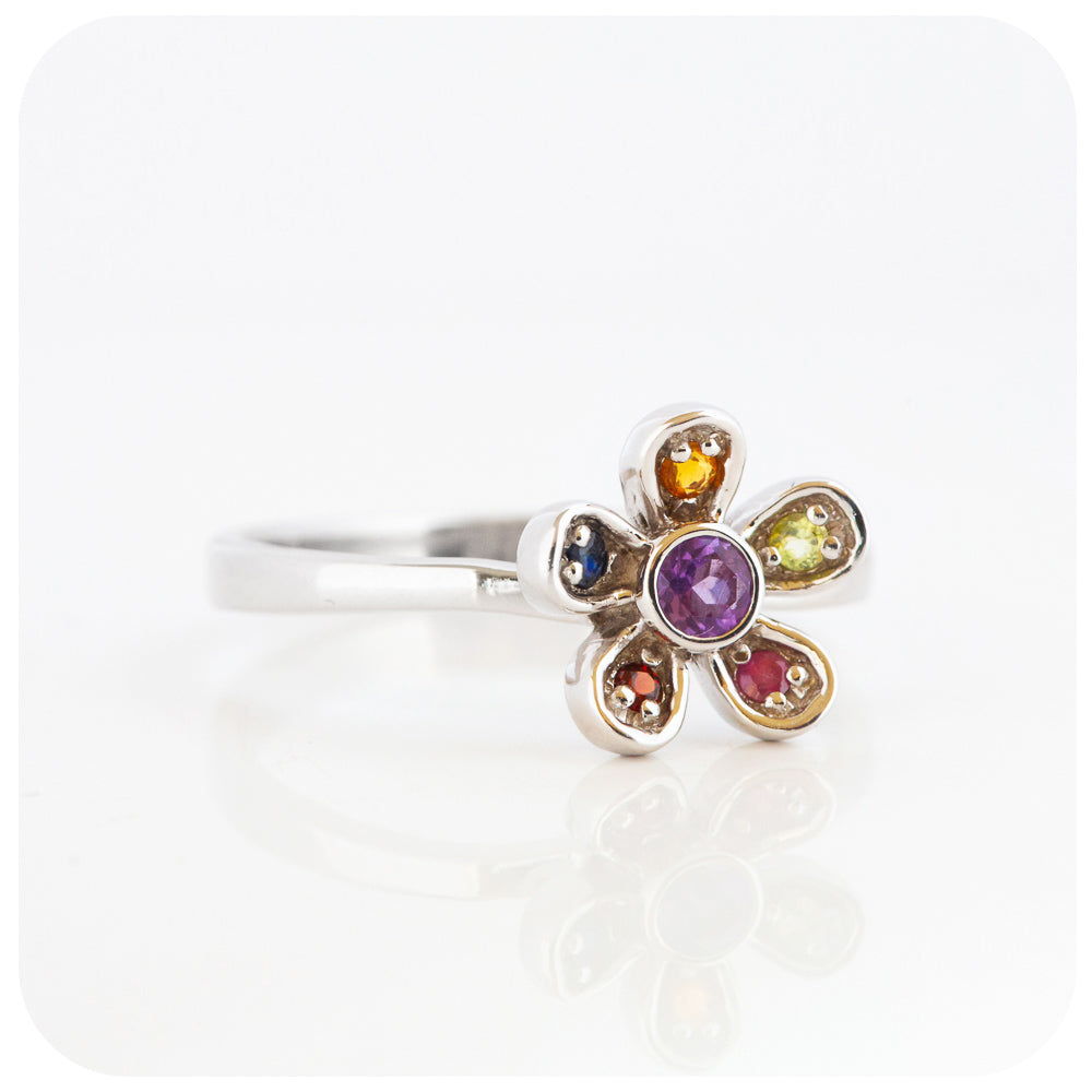 The Flower, A Rainbow Ring in Sterling Silver