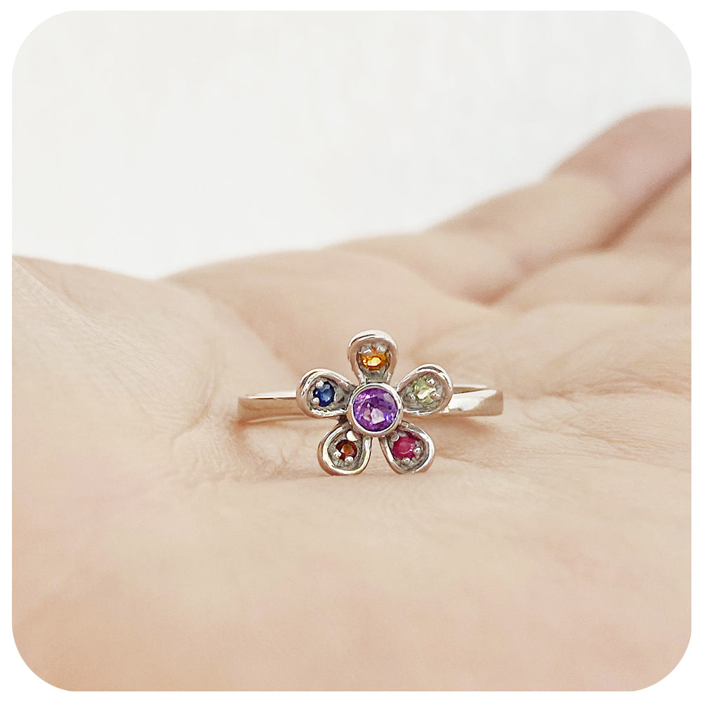 Tiffany amethyst hot sale flower ring