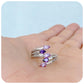 Purple and Pink Amethyst Shooting Star Ring in Sterling Silver