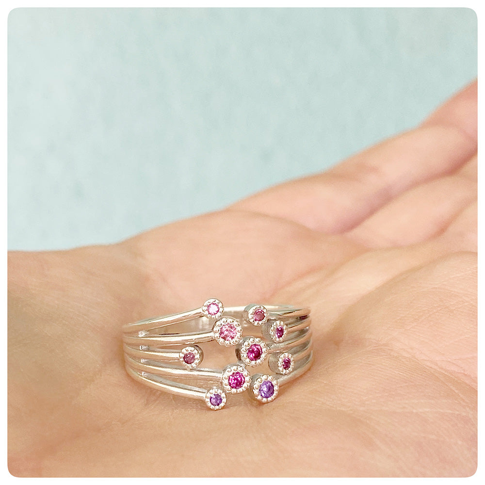 The Purple and Pink Shooting Star Ring - The February Birthstone Edition