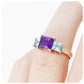 Princess cut Amethyst and Sky Blue Topaz Trilogy Ring in Sterling Silver