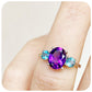 The Amethyst and Swiss Blue Topaz Trilogy Ring in Sterling Silver