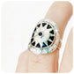 Black and White Mother of Pearl Disc Ring in Sterling Silver - 24mm