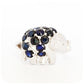 Blue Sapphire Studded Elephant Ring in Sterling Silver