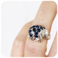 Blue Sapphire Studded Elephant Ring in Sterling Silver