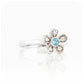 The Flower, Blue Topaz and Cubic Zirconia Ring in Sterling Silver