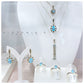 Pear cut Swiss Blue Topaz and Marcasite Earrings in Sterling Silver - Victoria's Jewellery