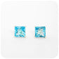 Square cut Swiss Blue Topaz Stud Earrings in Sterling Silver - 7mm