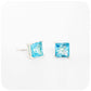Square cut Swiss Blue Topaz Stud Earrings in Sterling Silver - 7mm