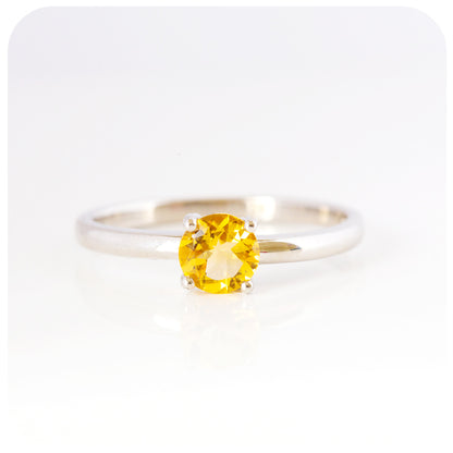 Round Brilliant cut Citrine Solitaire Engagement Ring - Victoria's Jewellery