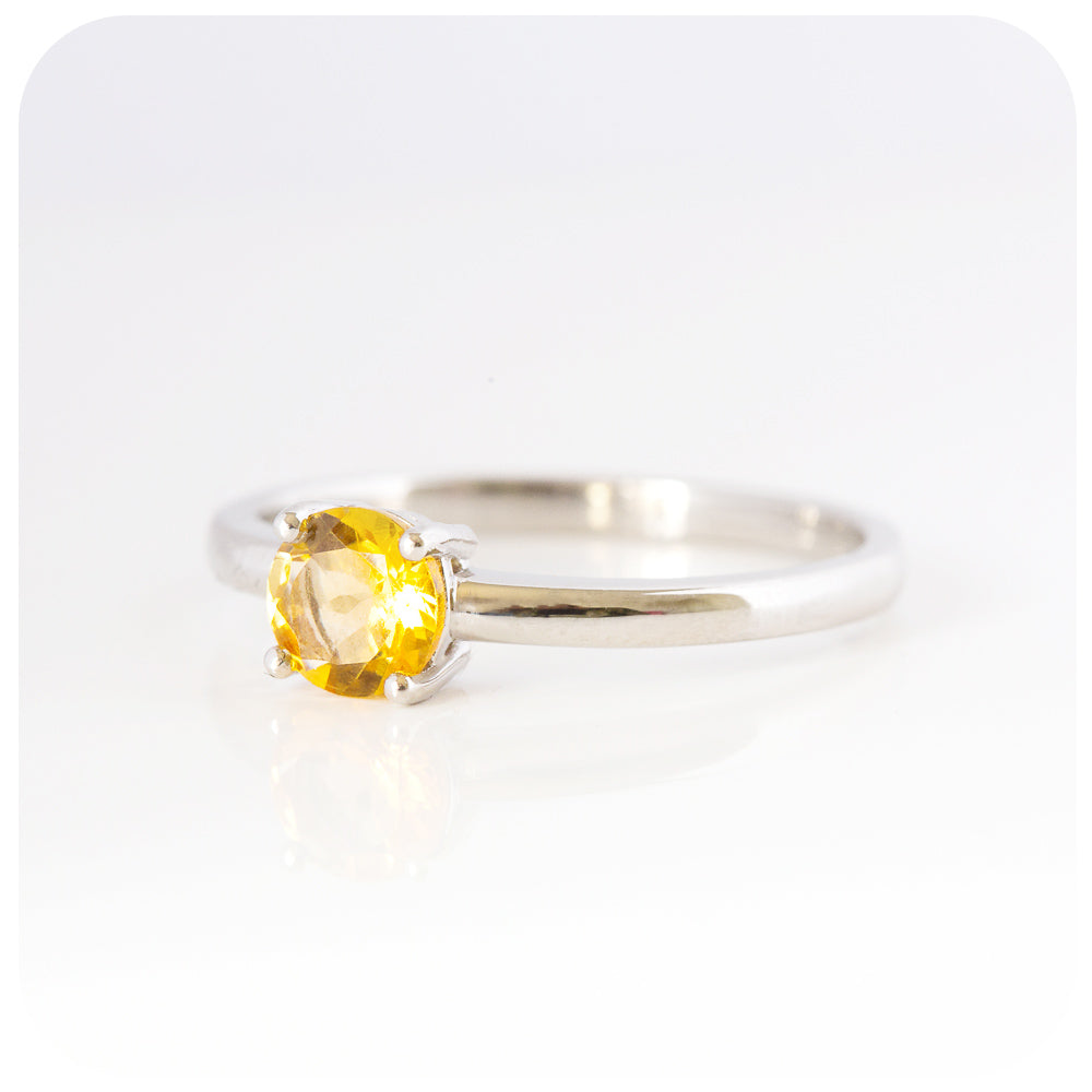 Round Brilliant cut Citrine Solitaire Engagement Ring - Victoria's Jewellery