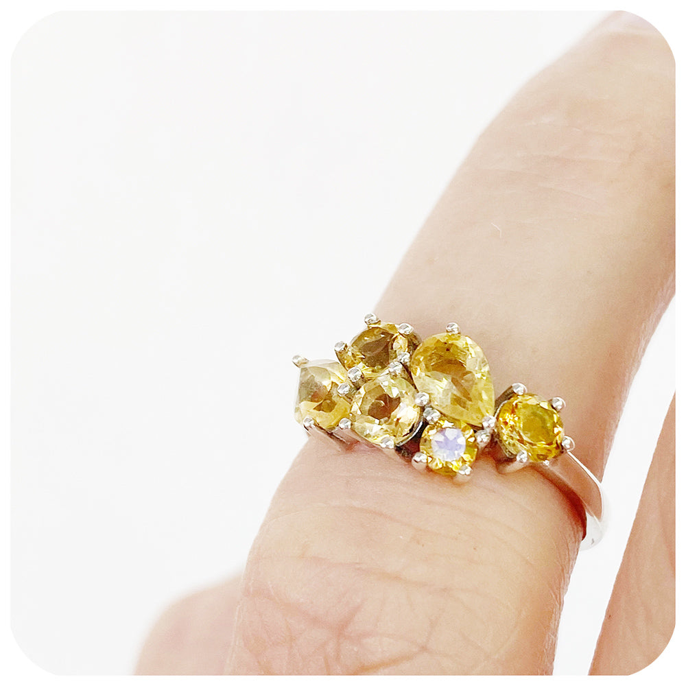 The Ena, a Cluster Ring with Citrine