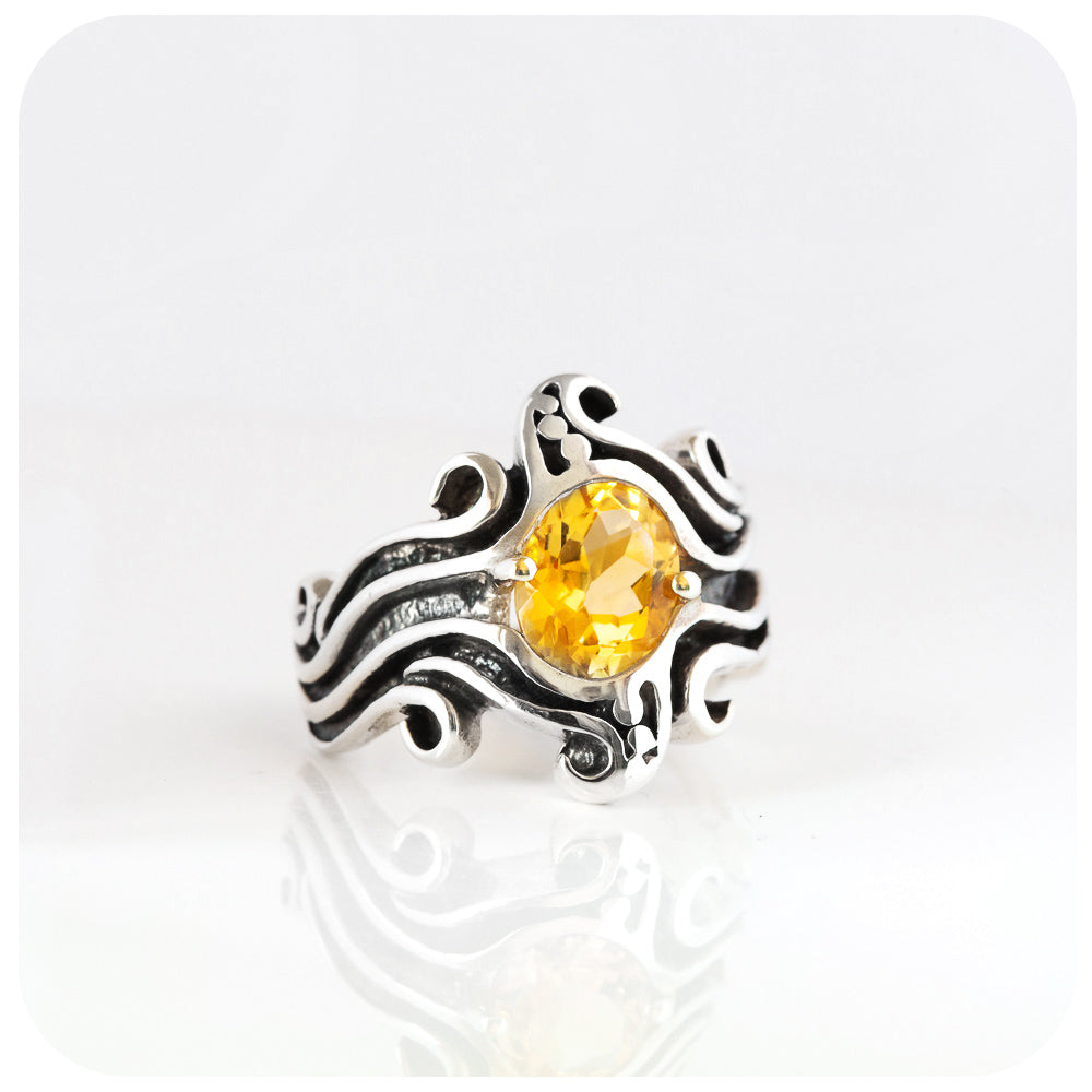 Citrine Wave Ring in Sterling Silver