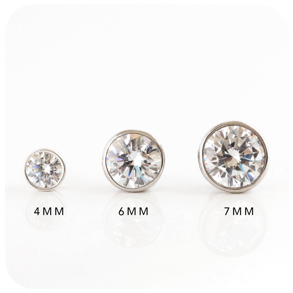 round cut white cubic zirconia stud earrings in sterling silver