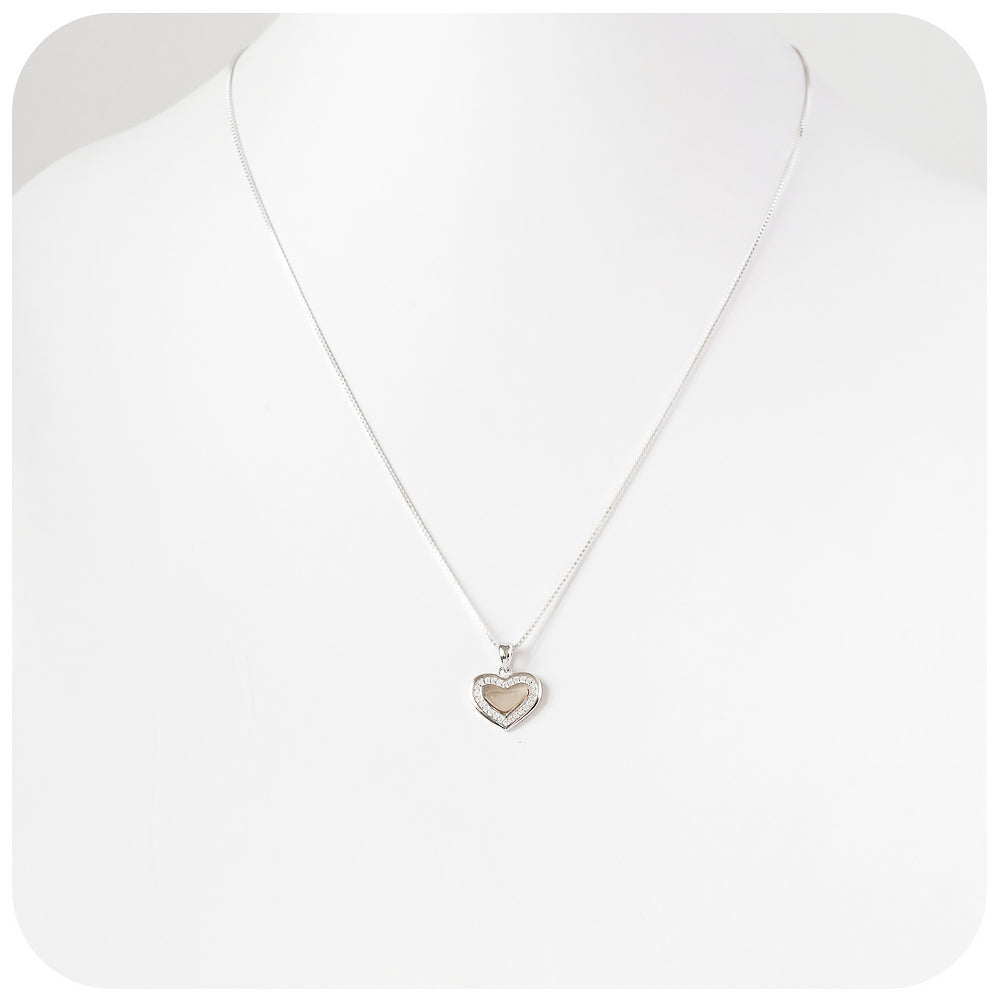 Sterling Silver Heart with Cubic Zirconia Stones