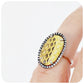 Yellow Leather Ring with Blackened Silver and Cubic Zirconia