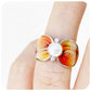 Fresh Water Pearl with Orange Enamel Ring in Sterling Silver
