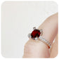 Oval Cut Garnet Ring in Sterling Silver with Cubic Zirconia Detail - Victoria's Jewellery