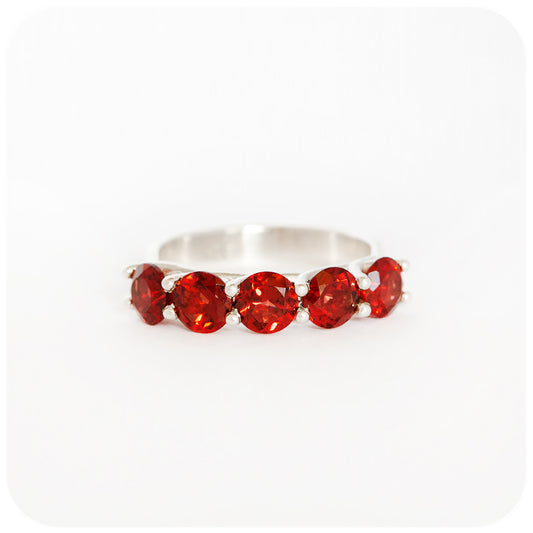 The Amanda, a Garnet Trellis Ring in Sterling Silver