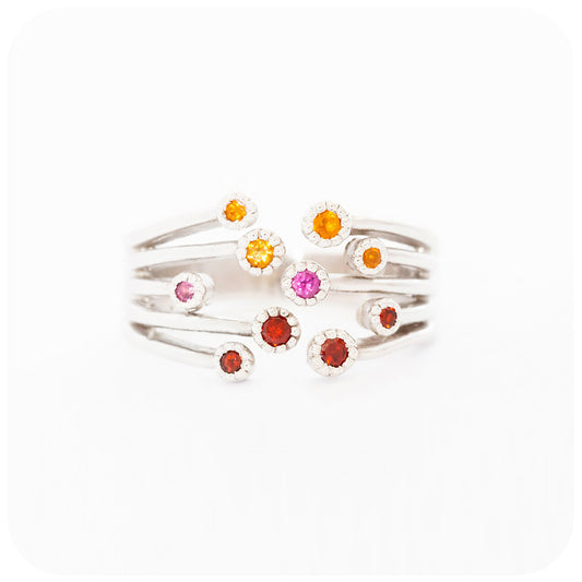 The Red and Yellow Shooting Star Ring - The January Birthstone Edition