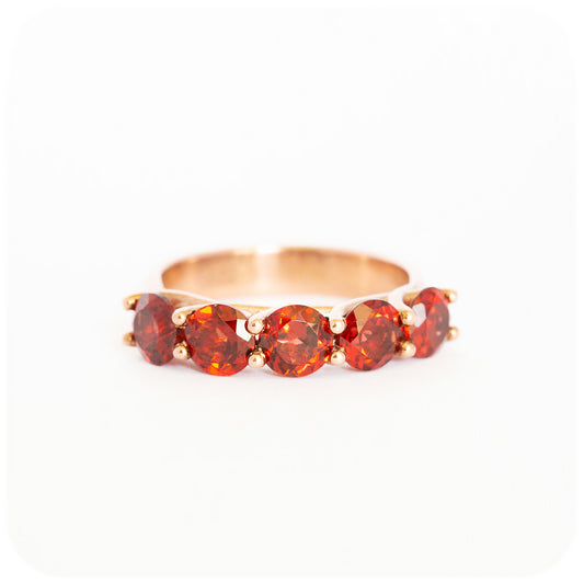 The Amanda, a Garnet Trellis Ring in Gold