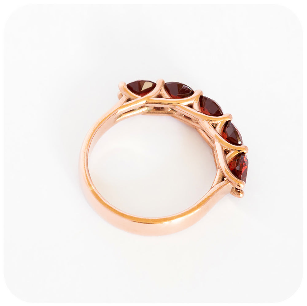 The Amanda, a Garnet Trellis Ring in Gold