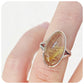 Oval cut Gold Rutile Quartz Split Band Ring