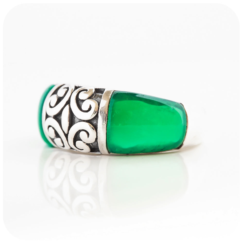Green Onyx Chunky Ring in Sterling Silver