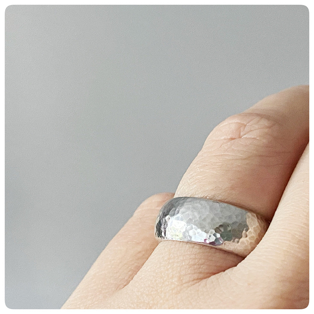Broad, Hammered Sterling Silver Ring