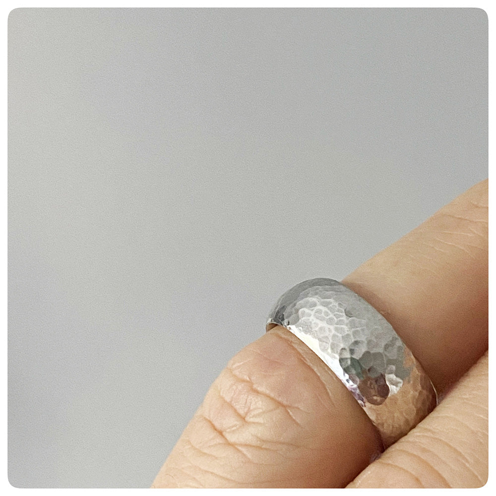 Broad, Hammered Sterling Silver Ring