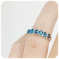 Oval cut London Blue Topaz Half Eternity Ring in Sterling Silver