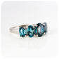 Oval cut Graduated Teal London Blue Topaz Half Eternity Anniversary or November Birthstone Ring - Victoria's Jewellery