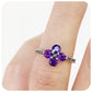 Amethyst and Marcasite Flower Ring in Sterling Silver