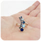 blue sapphire and topaz vintage style cocktail ring