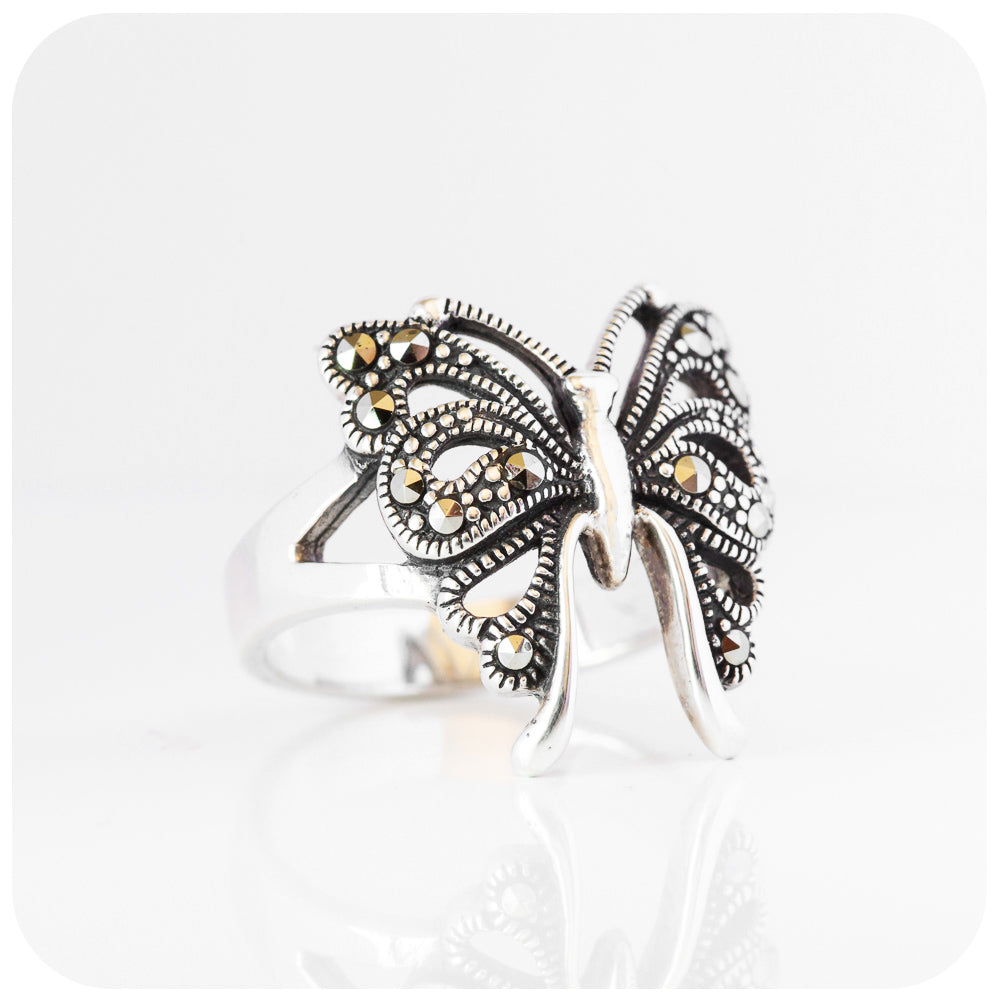 Beautifully Detailed Butterfly Ring in Sterling Silver