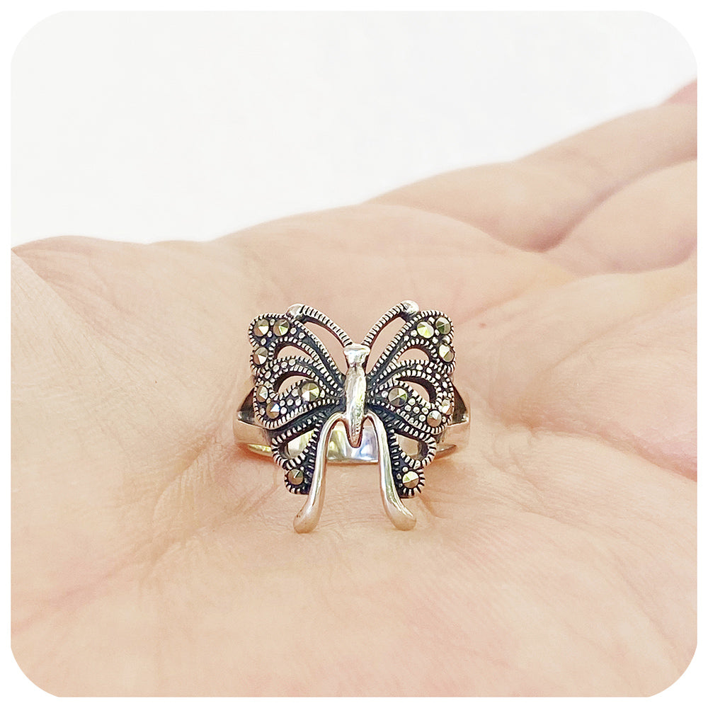 Beautifully Detailed Butterfly Ring in Sterling Silver